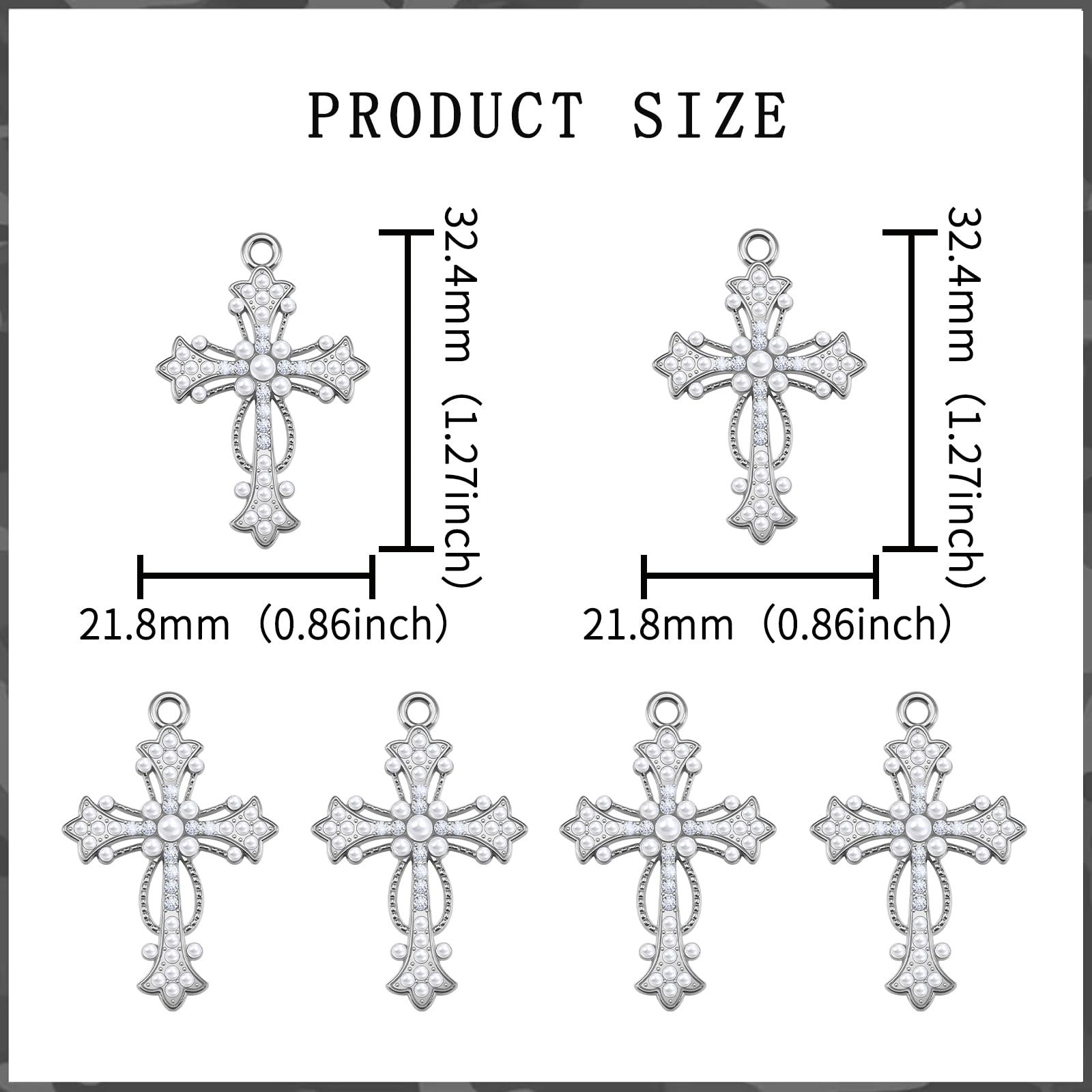 WenRity 30Pcs Crystal Rhinestone Pearl 1.28 x 0.85 x 0.13 inches, Silver