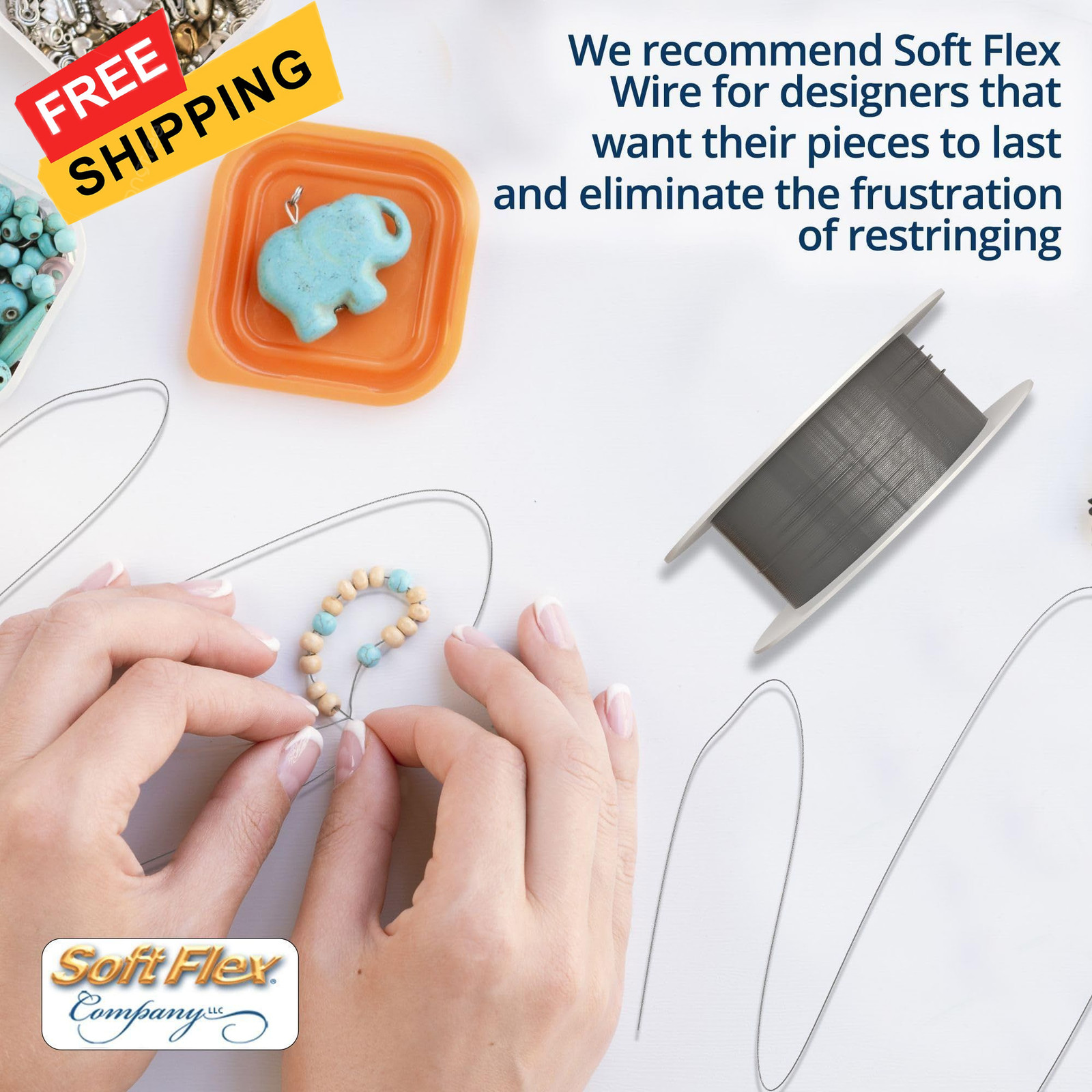 Soft Flex Kink Resistant Beading Wire – Very Fine 0.10 0.1 inches, Silver