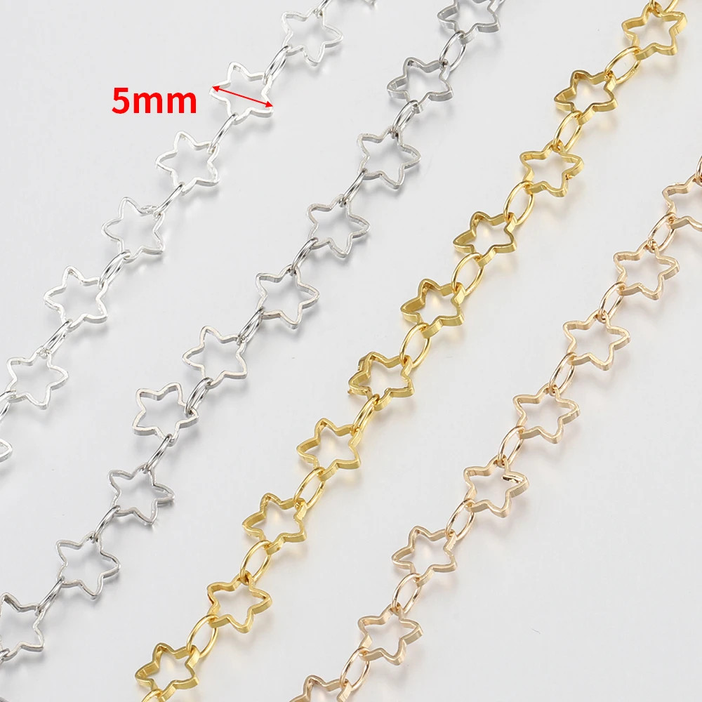 1Meter Stainless Steel Gold Color Hollow Star Chains for DIY Necklace Bracelet C