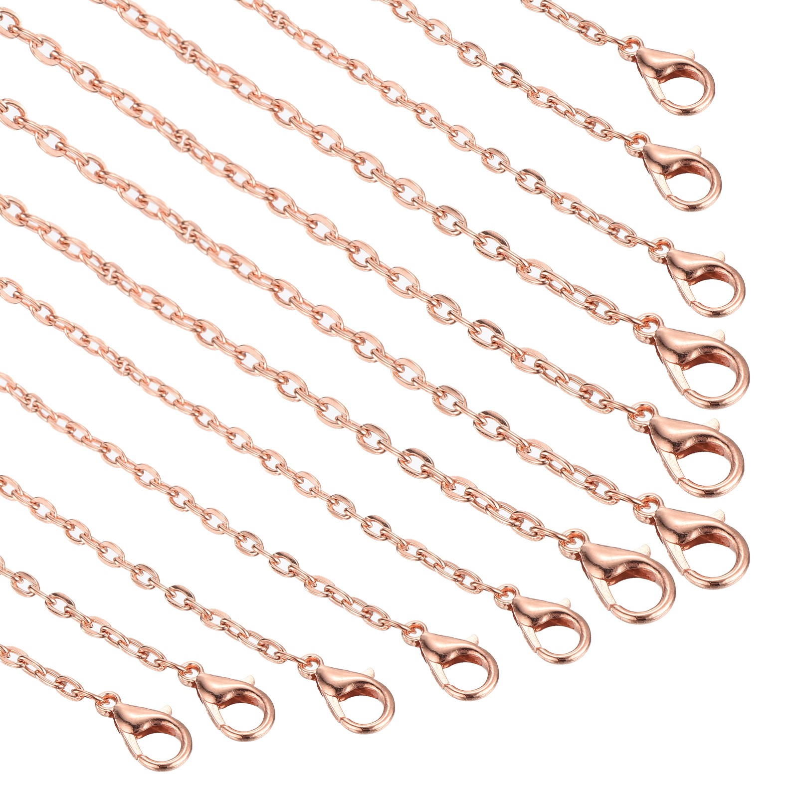 20Pack 18 Inch Necklace Chains Bulk 2.5mm Rose Gold Plated Cable Chains