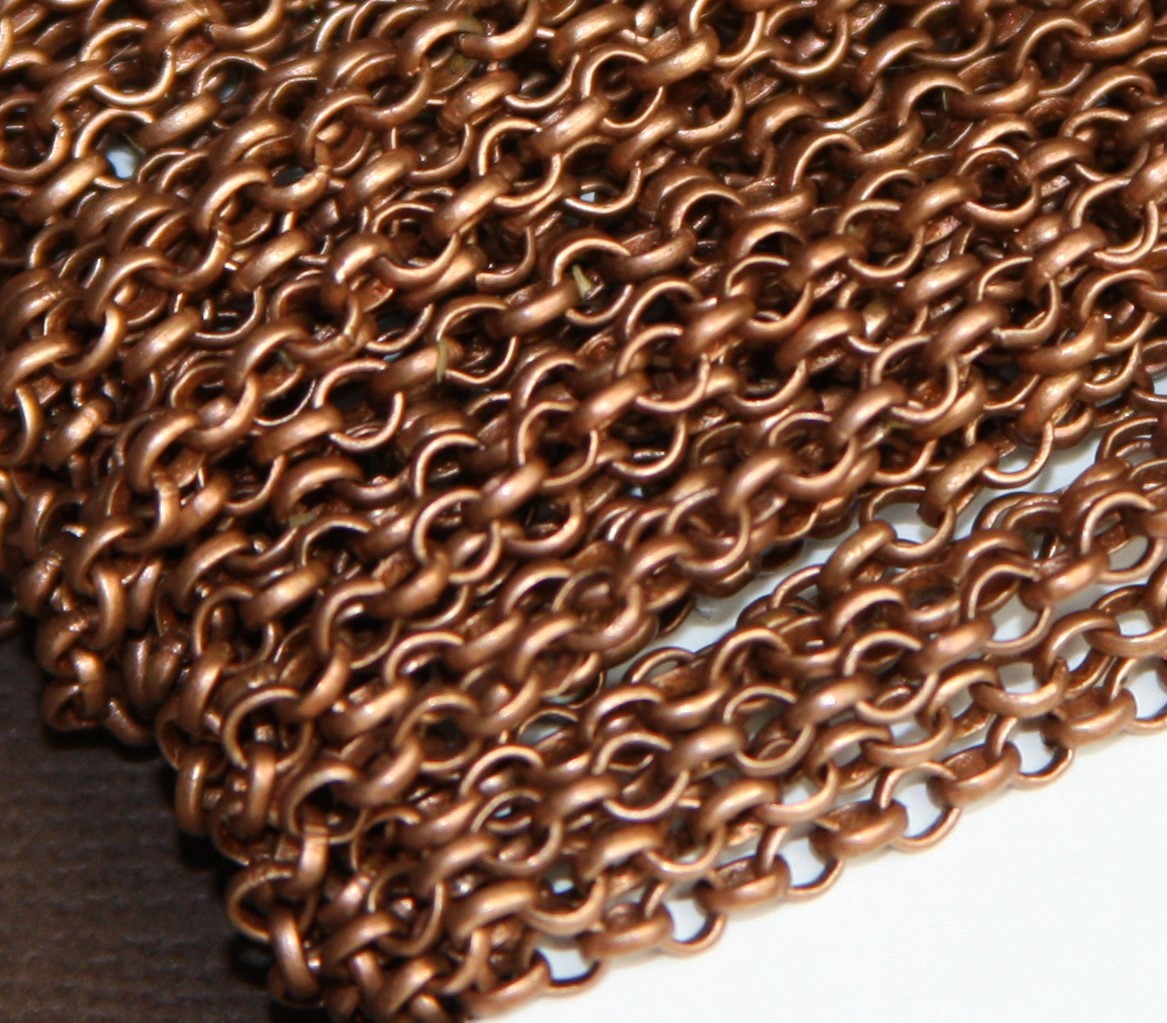 5ft of brass coated iron chain rollo chain 3.1mm available in 6 colors