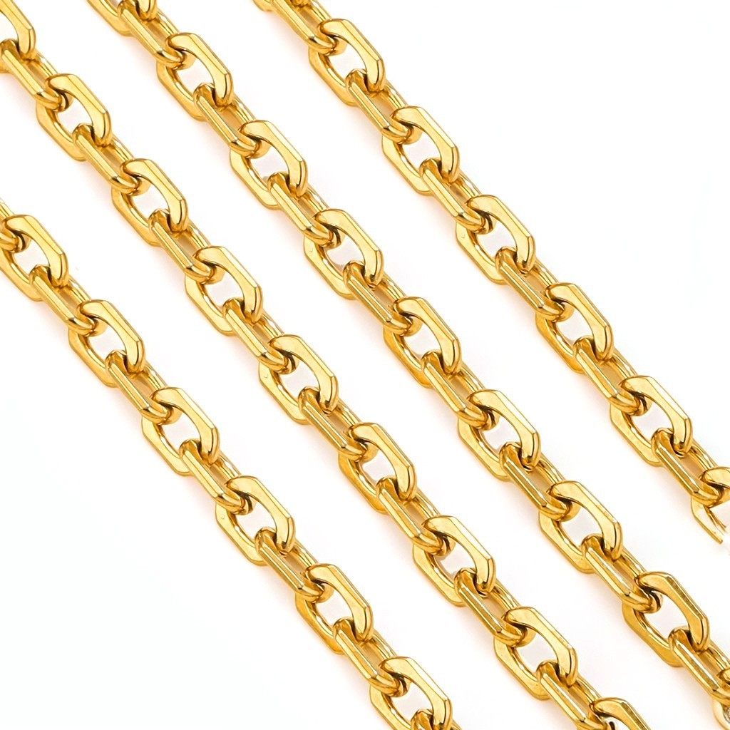 1Foot No Tarnish Stainless Steel 18K PVD Gold Plated Chunky Chain 7mm SSF125