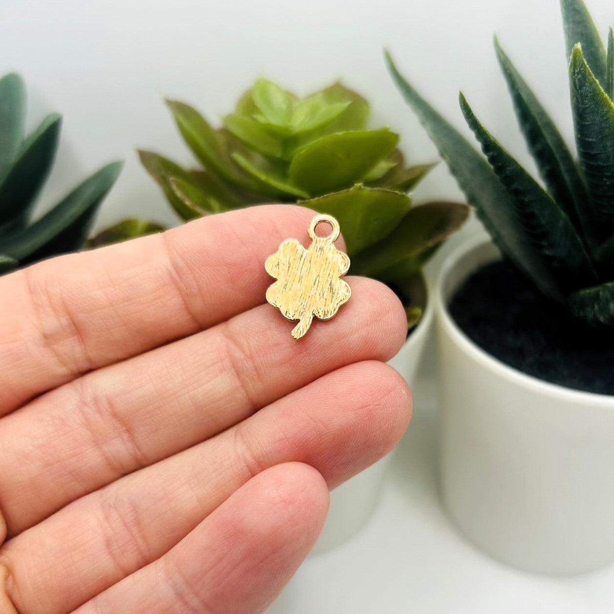 Dark Green Clover Charms, 19x12mm – US Seller