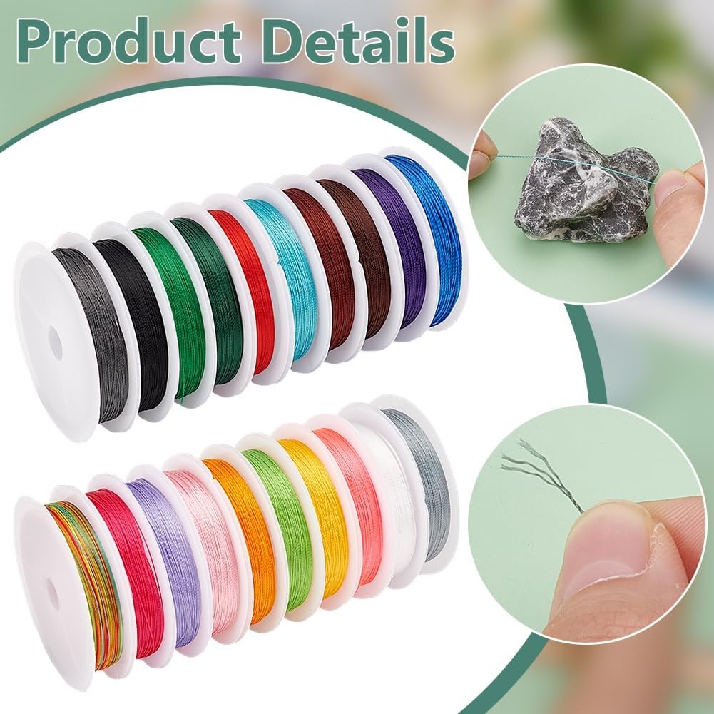 PH PandaHall 20 Colors 0.2 mm Beading String Chinese Knotting Cord Braided Beadi