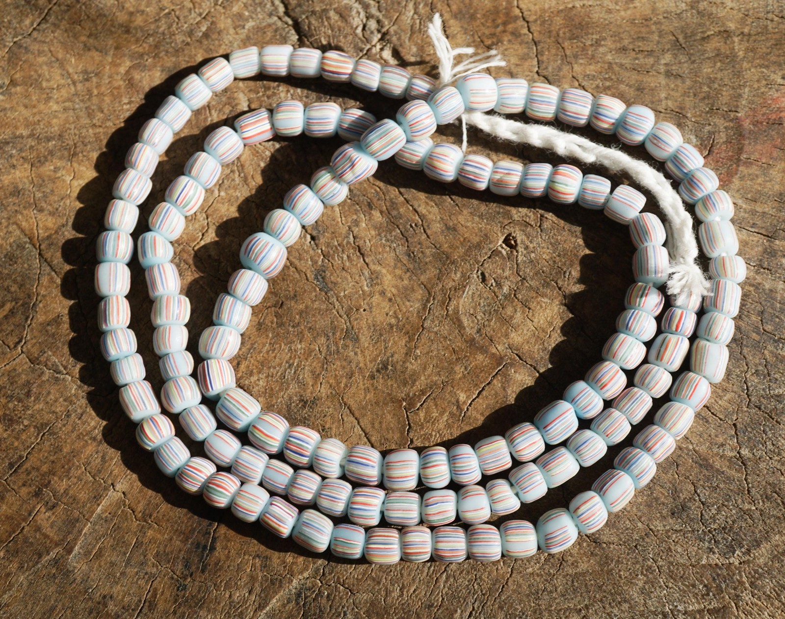 Blue with Stripes Java Glass Beads (4-6mm) Artisan Made (2809A278) Indonesian