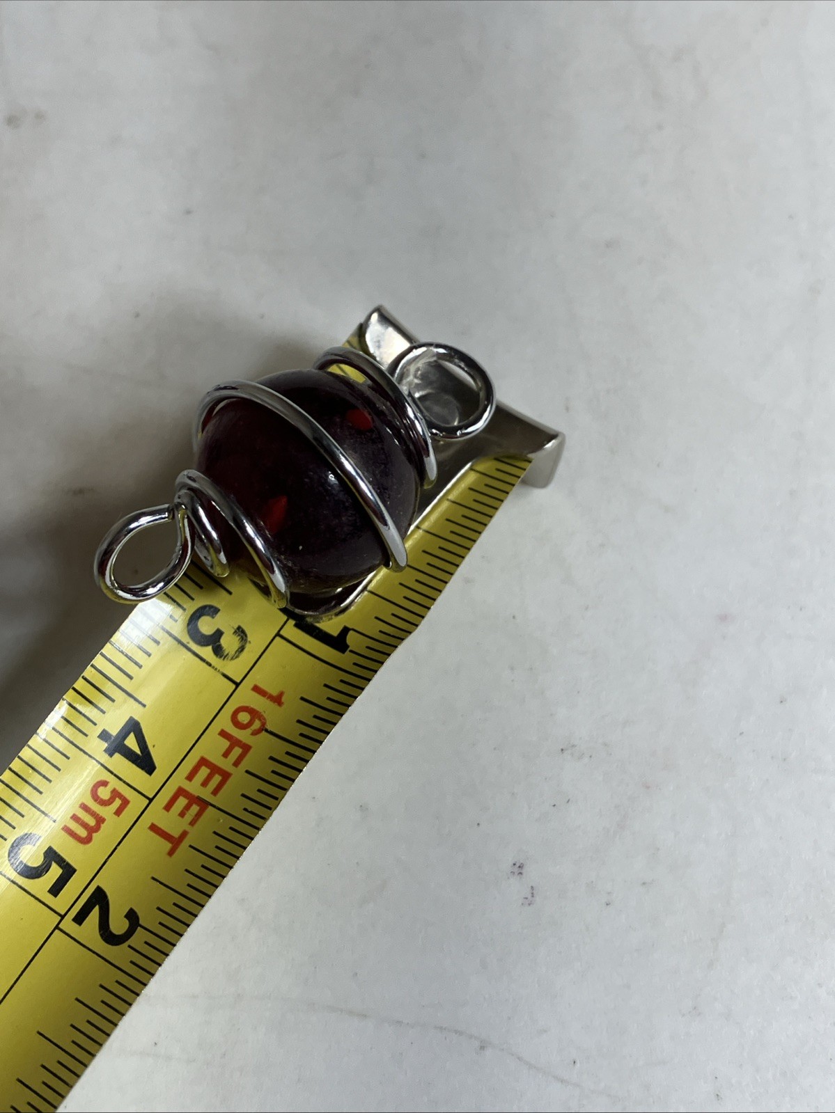 2 Large Beads For Craft Wrapped In Silver Tone Wire Vintage