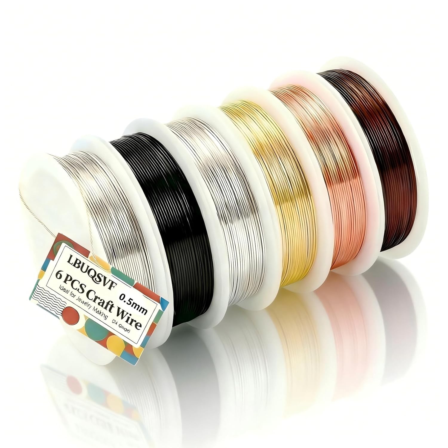 6 Rolls 24 Gauge Copper Jewelry Wire Kit Non-Tarnish for Jewelry Making Supplies