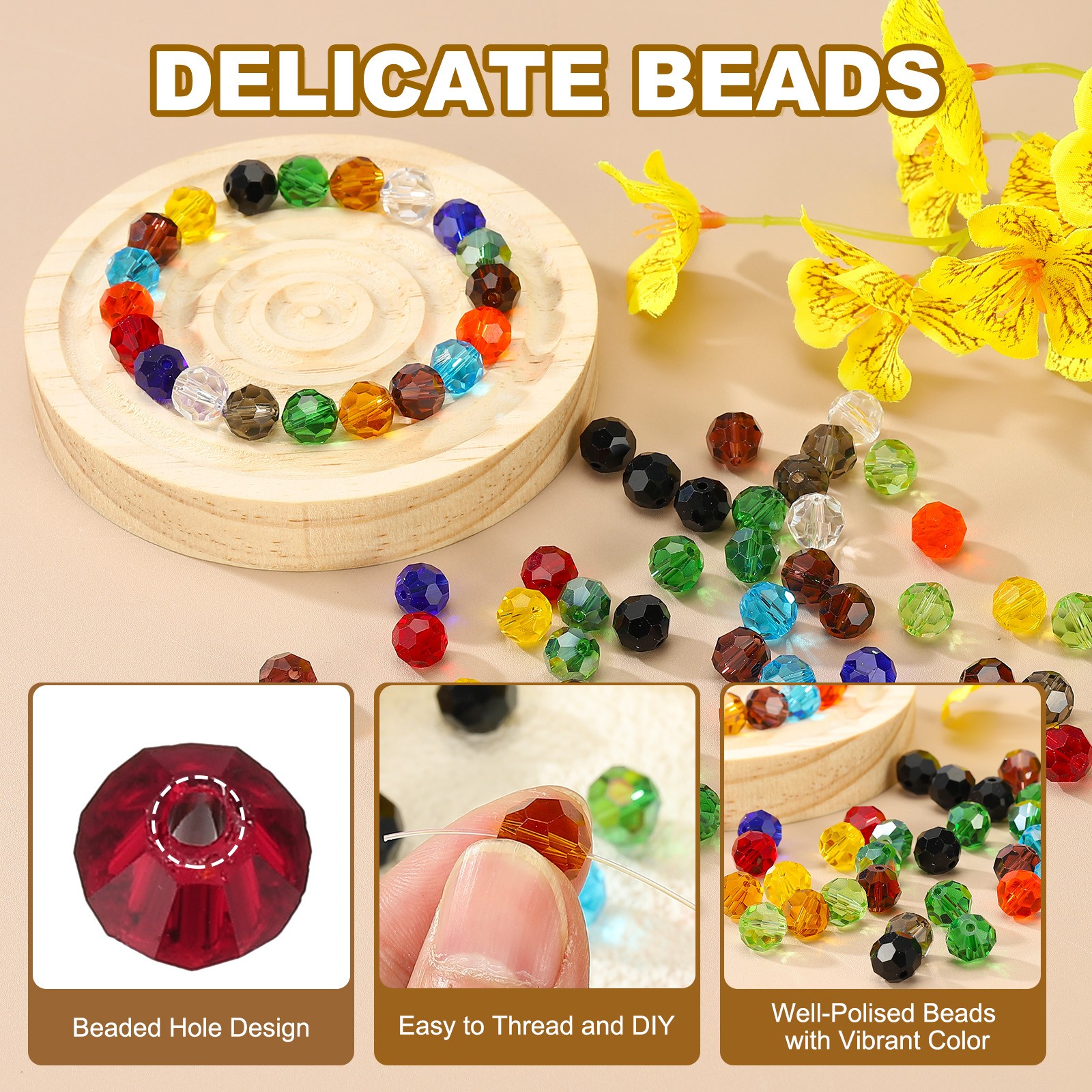 600Pack 3mm Bicone Crystal Beads Glass Faceted Spacer Bead, Red
