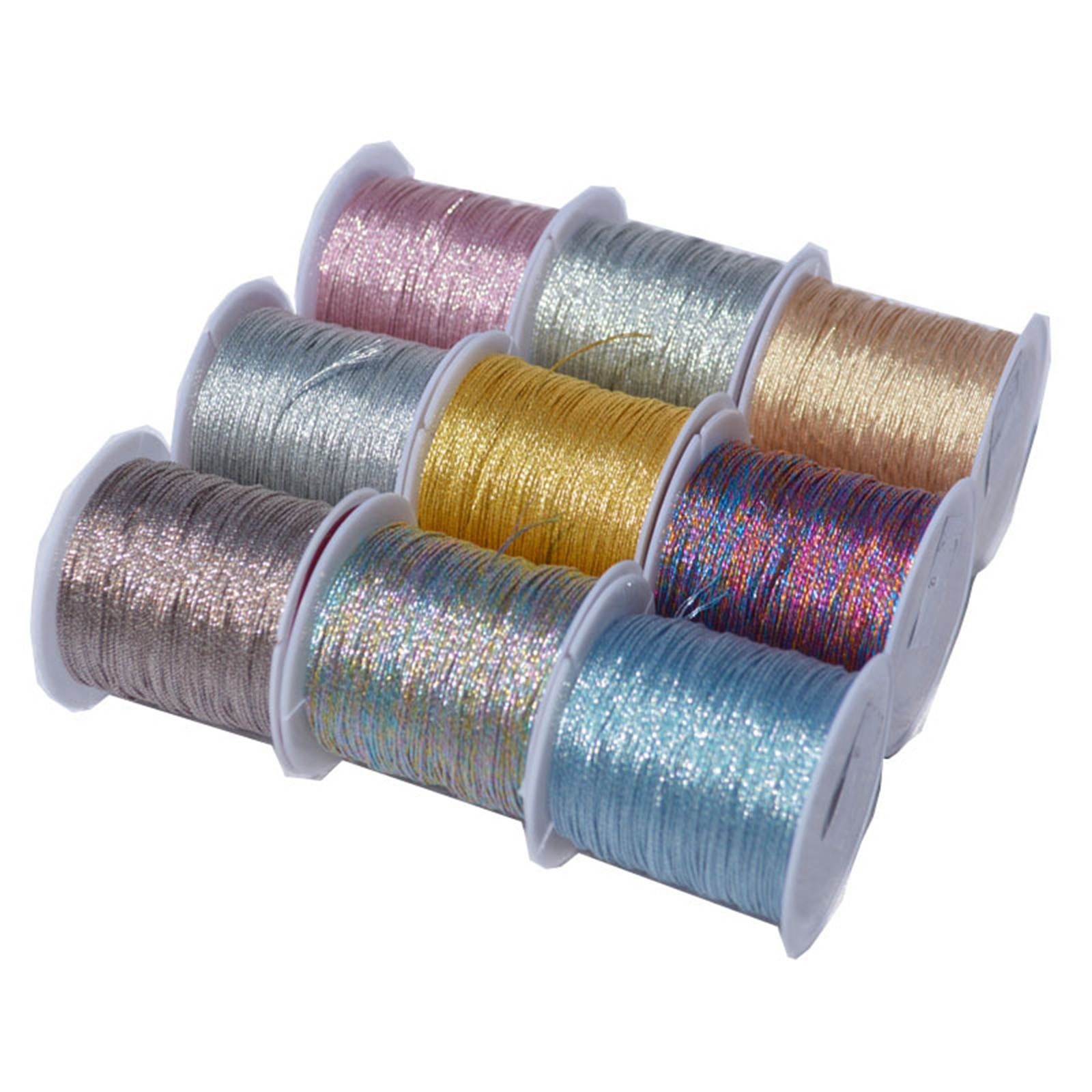 2 Spool Metallic Tinsel Cord Thread Beading Braided String Craft Jewelry