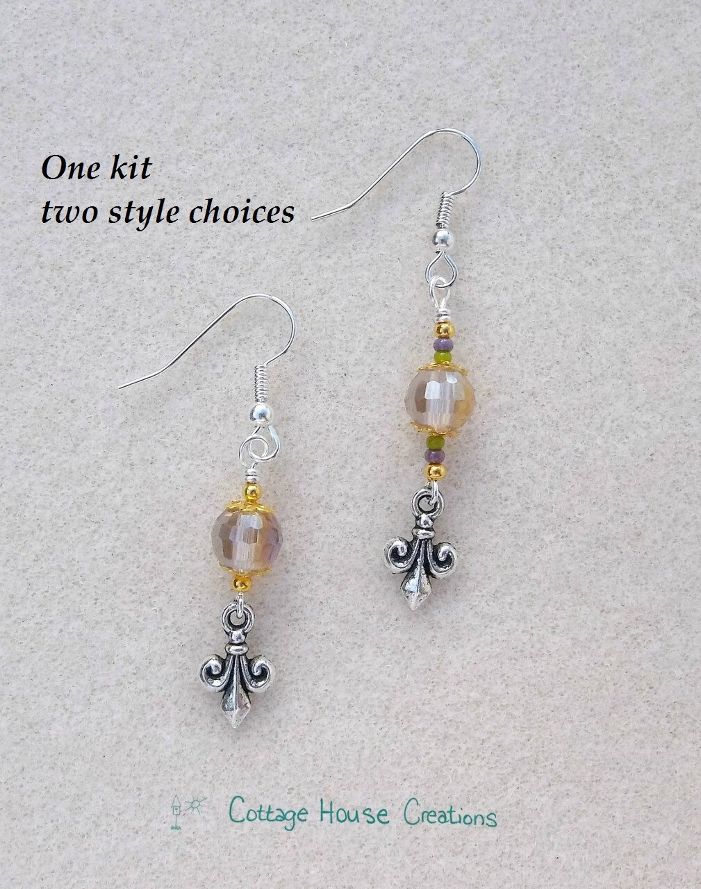 DIY Crystal Earring Kit Fleur De Lis Mardi Gras Carnival Adult Crafting