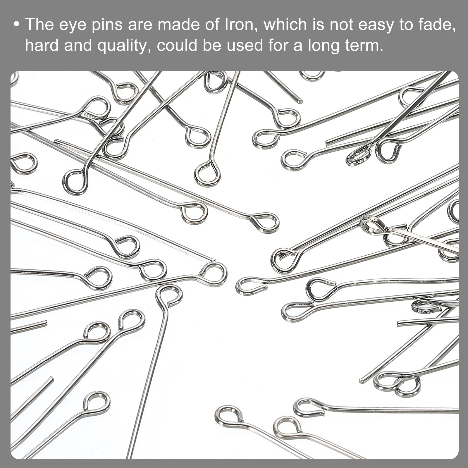 500Pcs Eye Pins Jewelry Findings Eye Pins 16mm Iron Eye Pins Silver