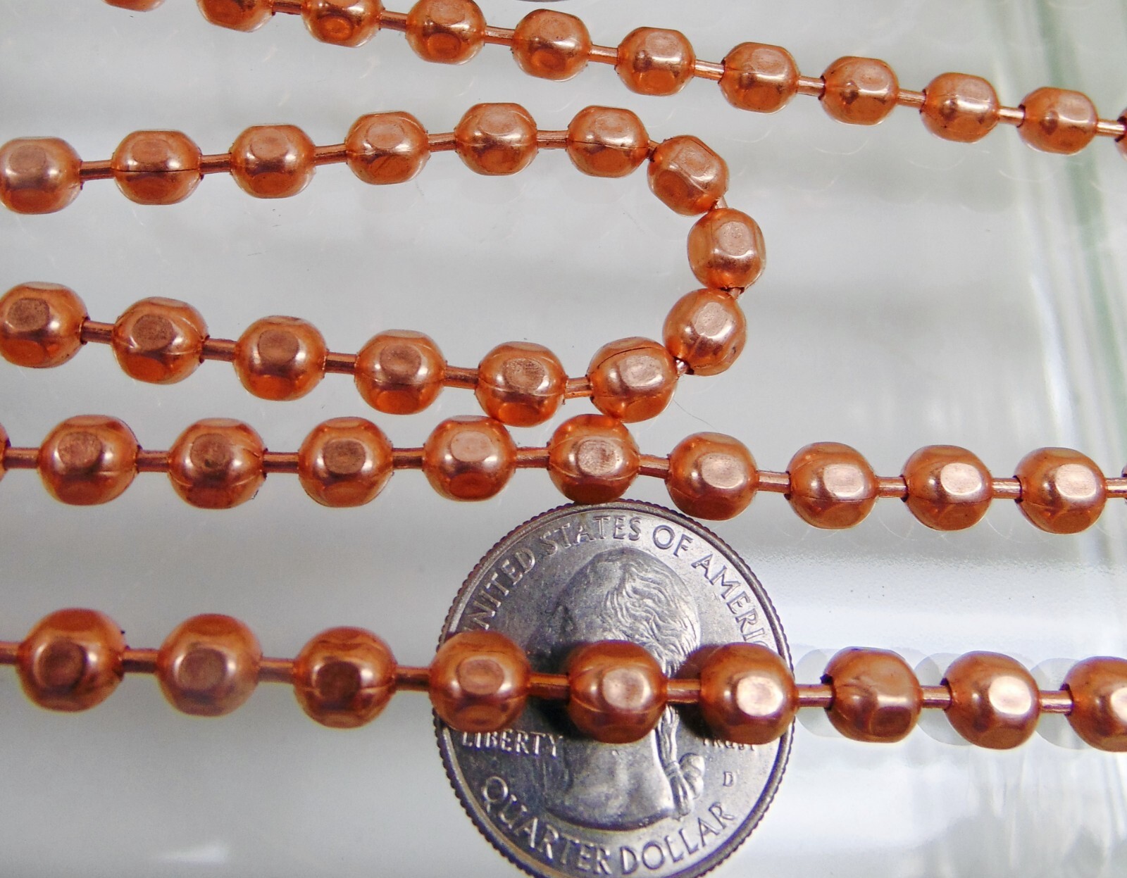 BULK Copper Ball CHAIN Faceted 6.3mm bead ~ Various Lengths + Connectors USA