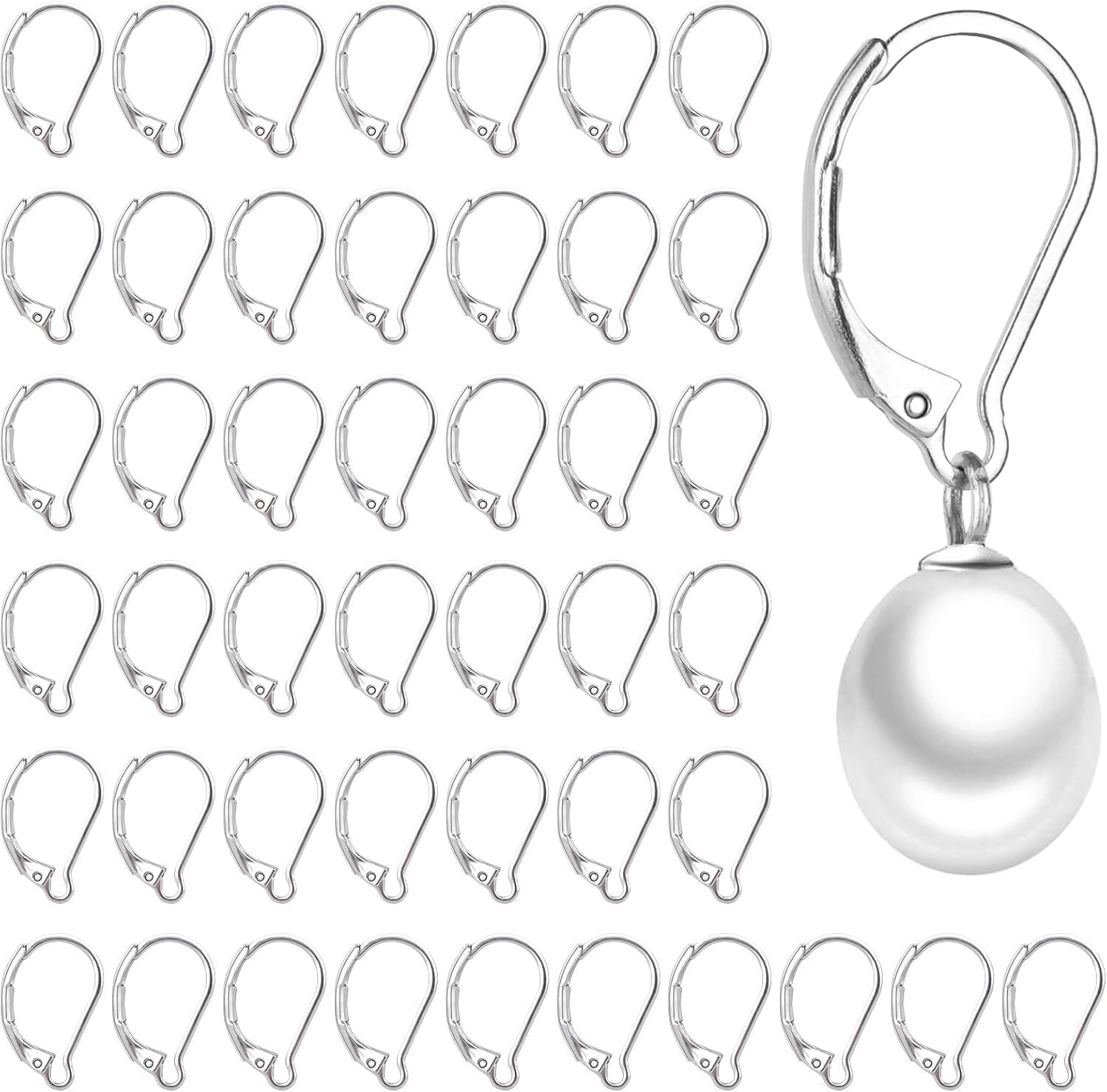 50pcs Stainless Steel Lever Back Earring Clasps leverback French Earring Hook…