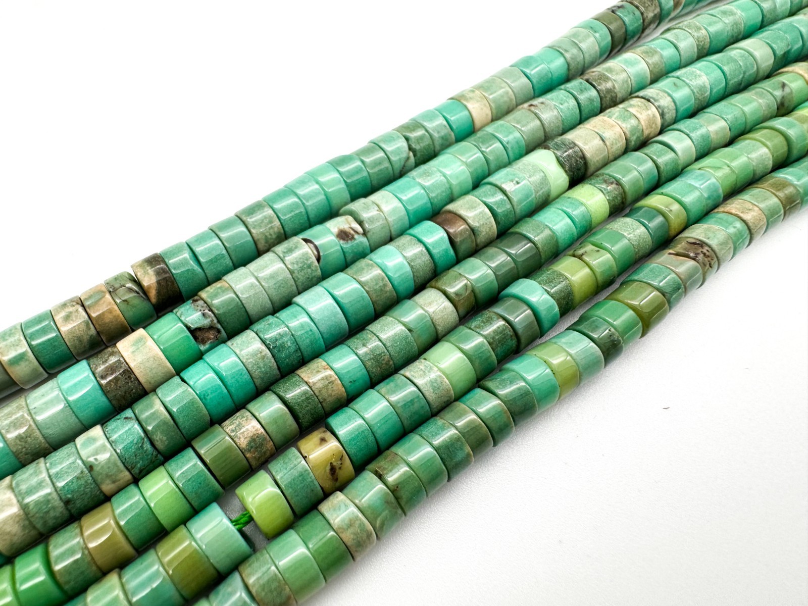 Natural Green Moss Opal Smooth Heishi Disc Round Wheel Gemstone Beads