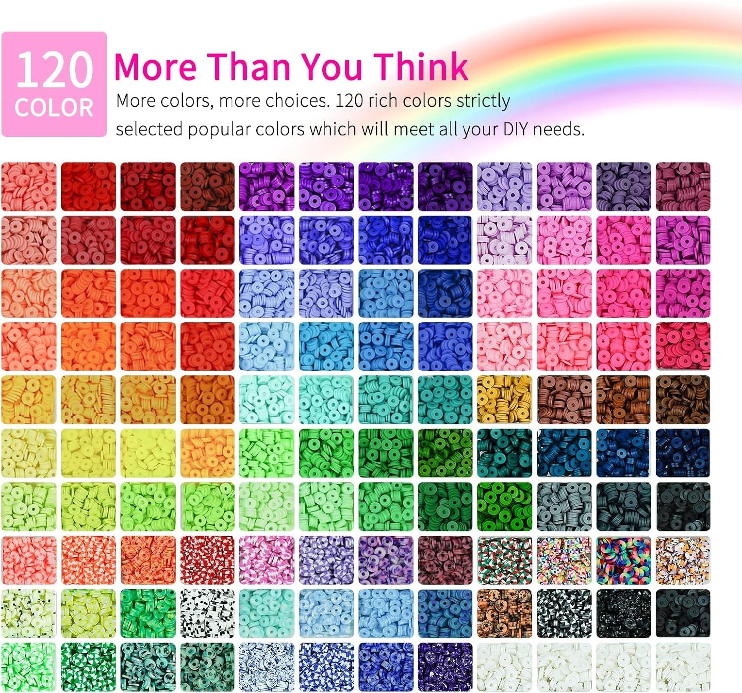 Polymer Clay Beads DIY Bracelet Kit – 120 Colors