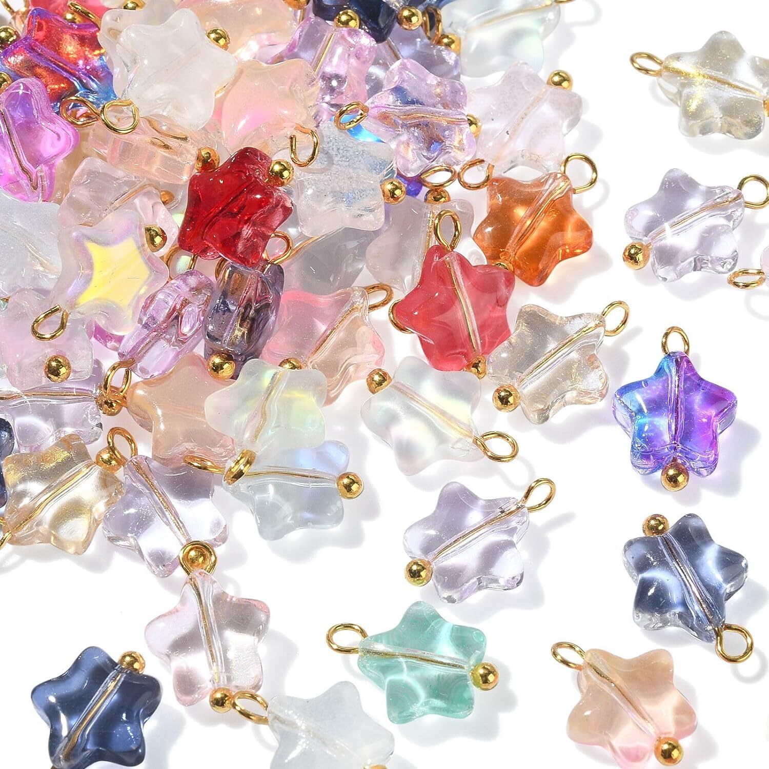 100x Crystal Star Charms Pendants for Jewelry Making Necklace Earrings Accessory