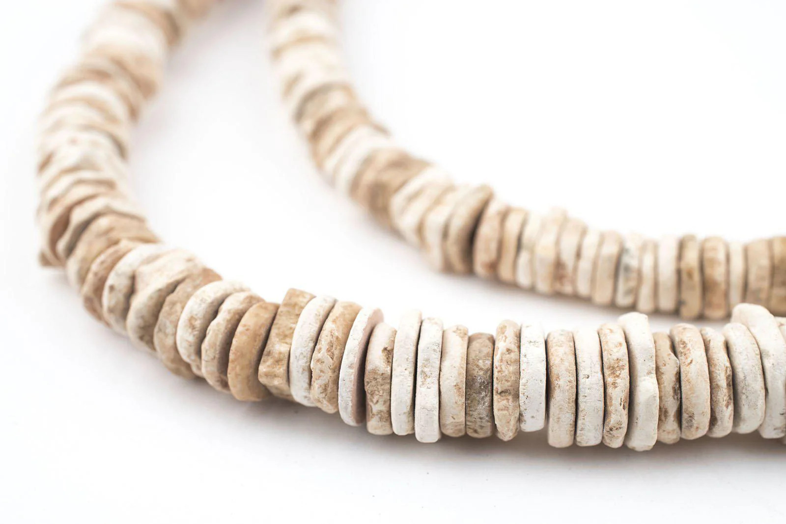Old Ostrich Eggshell Beads 9mm Kenya African White Heishi Shell Handmade