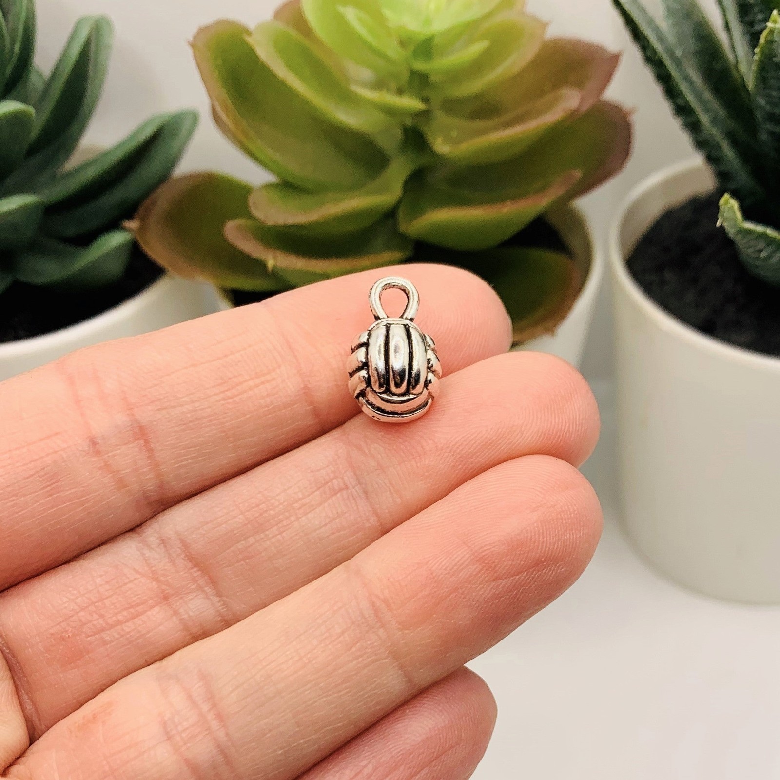 Silver Volleyball 3D Charms, 15x9mm – US Seller