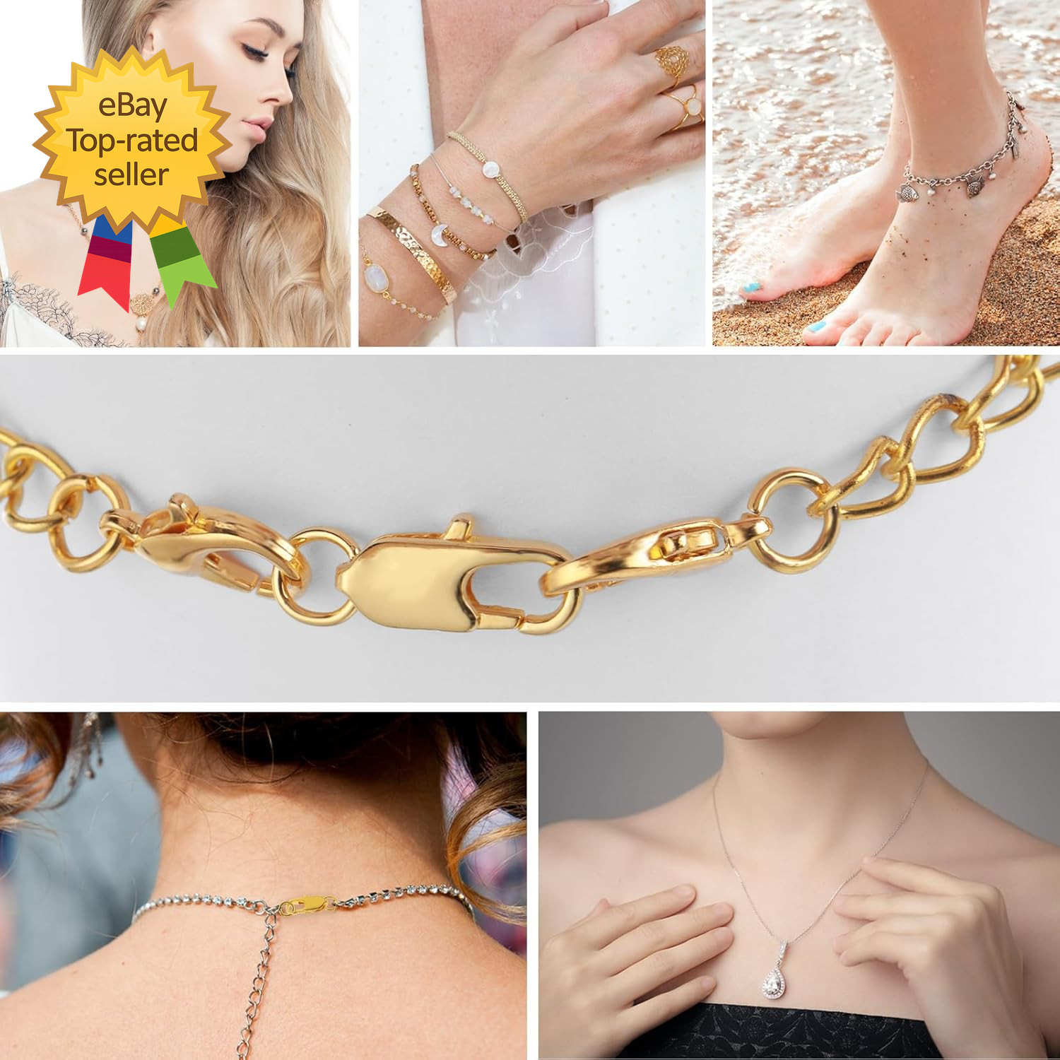 10 Pcs Lobster Claw Clasp with Closed Jump Rings14K Gold Necklace Clasps Bracele