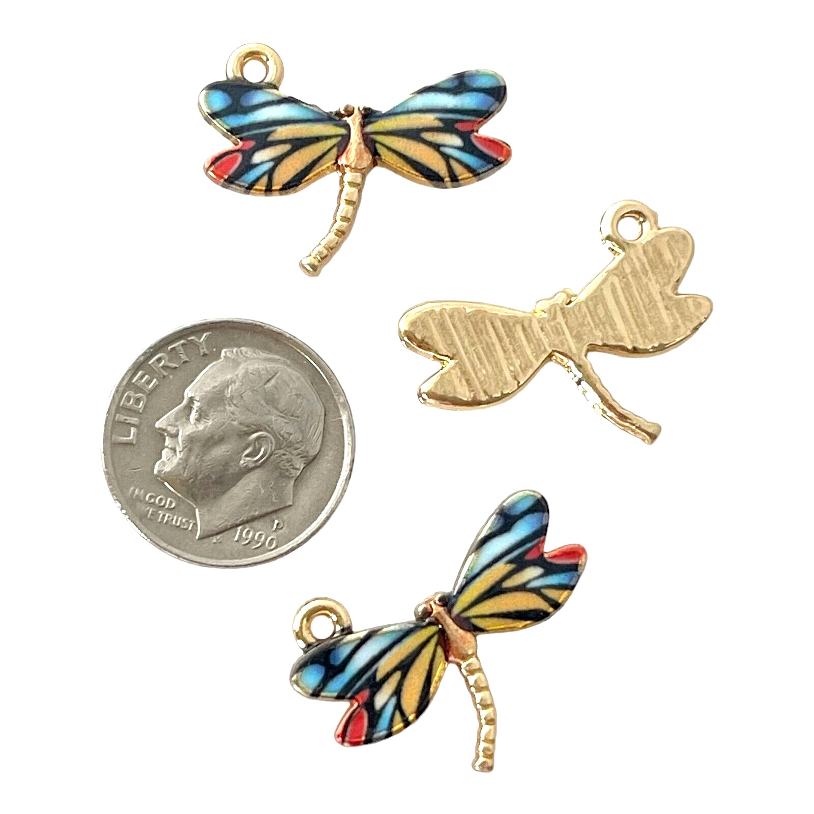 10 pcs Dragonfly Charms Dragonflies Colorful Enamel Bead Drops Pendants 22x17mm