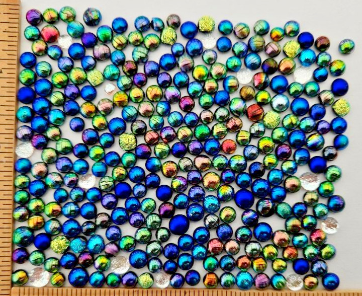 300 Tiny Handcrafted Dichroic Glass Cabochons/Lot/Jewelry Making Supplies/90 COE