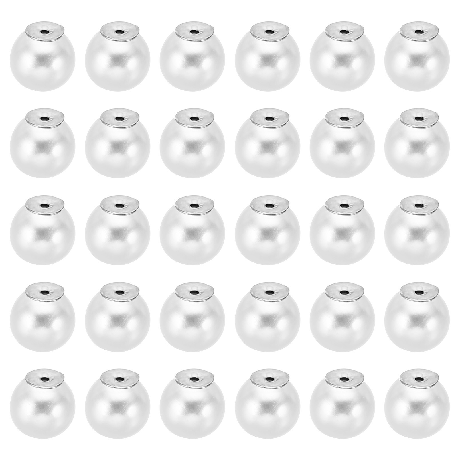 100Pcs 8mm Earring Backs Pearl Earring Backs Replacements Charm Silvery White