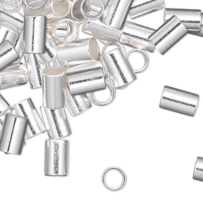 Crimp, 100 Silver Plated Brass 3x2mm Crimp Tube Beads with 1.4mm Inside Diameter