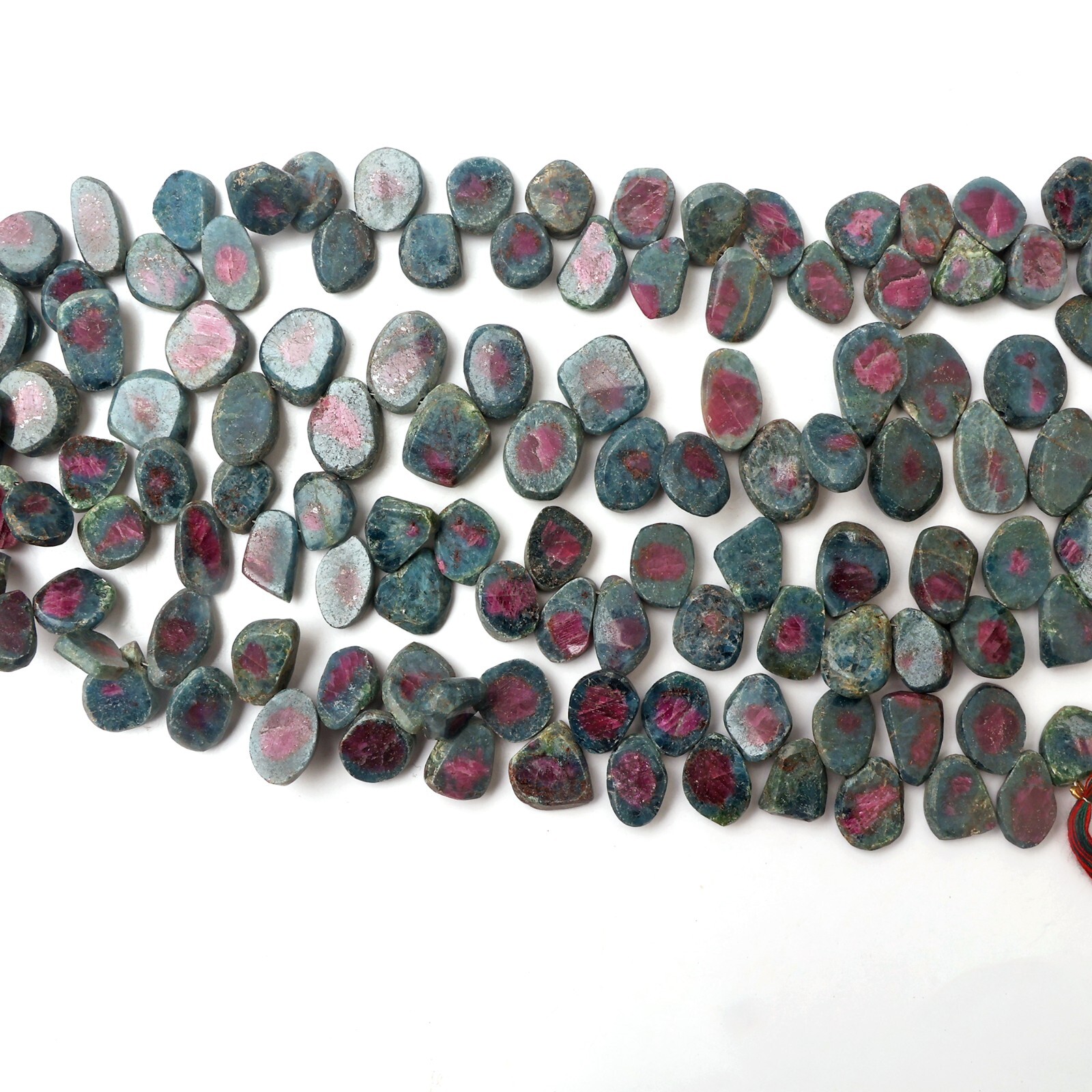 Natural Ruby Zosite Gemstone 8 Inch Strand 10X12-11X15 MM Smooth Chip Beads