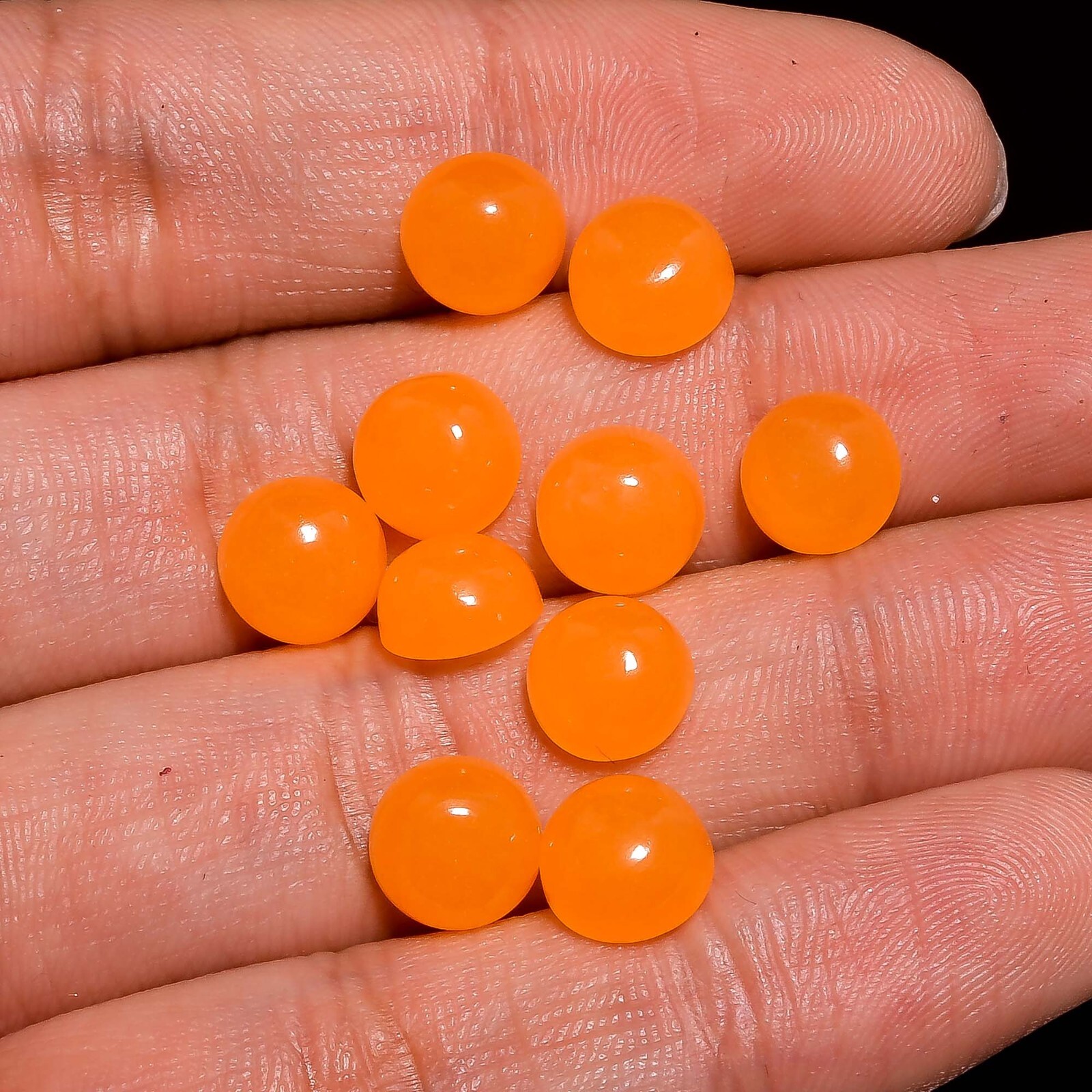 Natural Orange Jade Round Cabochon Loose Calibrated Gemstone 3MM TO 15MM