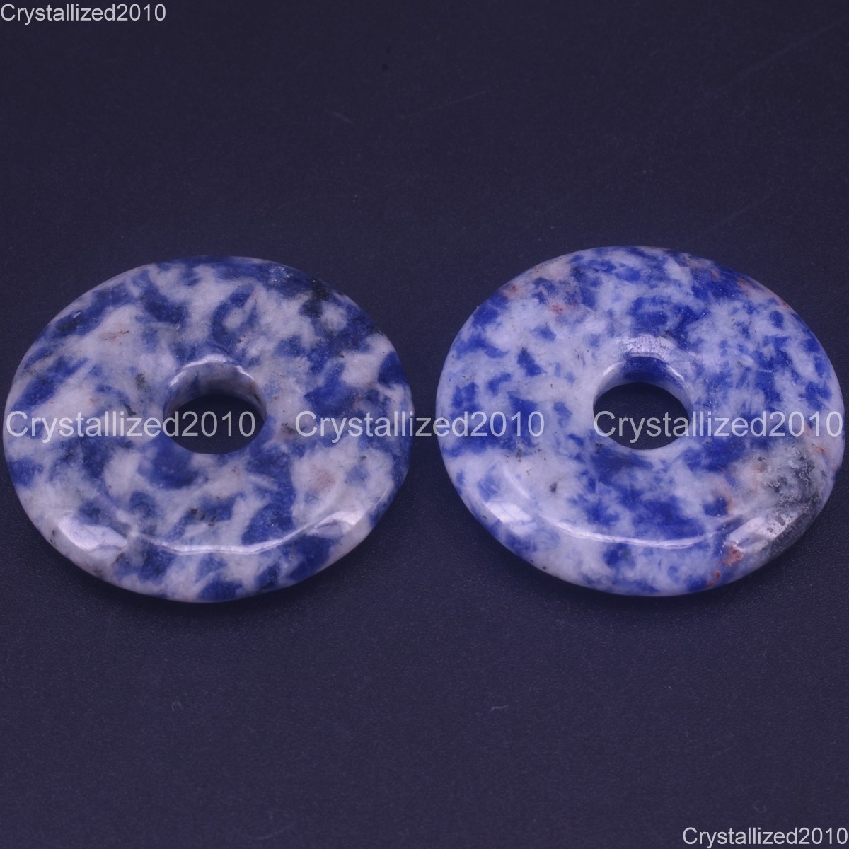 Natural Gemstone Donut Peace Buckle Pi Disc Charm Healing Pendant Beads 30mm
