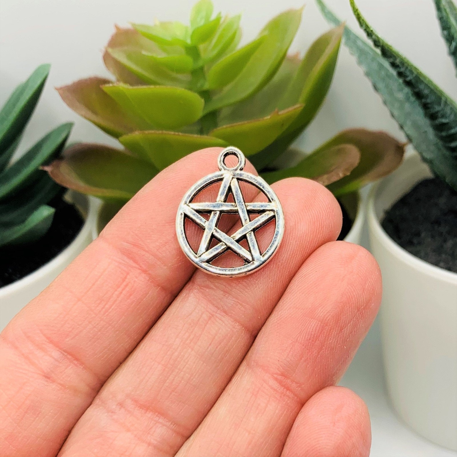 Silver Pentacle Pentagram Wiccan Charms, 20x17mm – US Seller