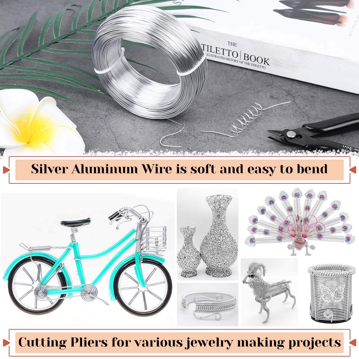 18 Gauge Aluminum Craft Wire Jewelry Making, 328 FT Metal Wire Armature Benda…