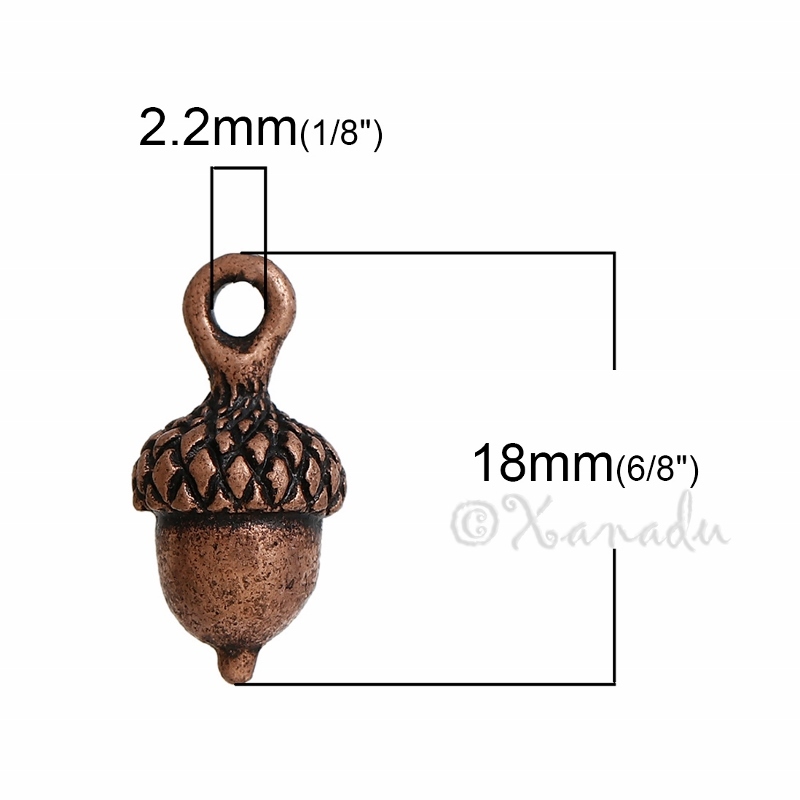 Acorn Charms 18mm – Antiqued Copper Autumn Pendants C5470 – 5, 10 or 20PCs