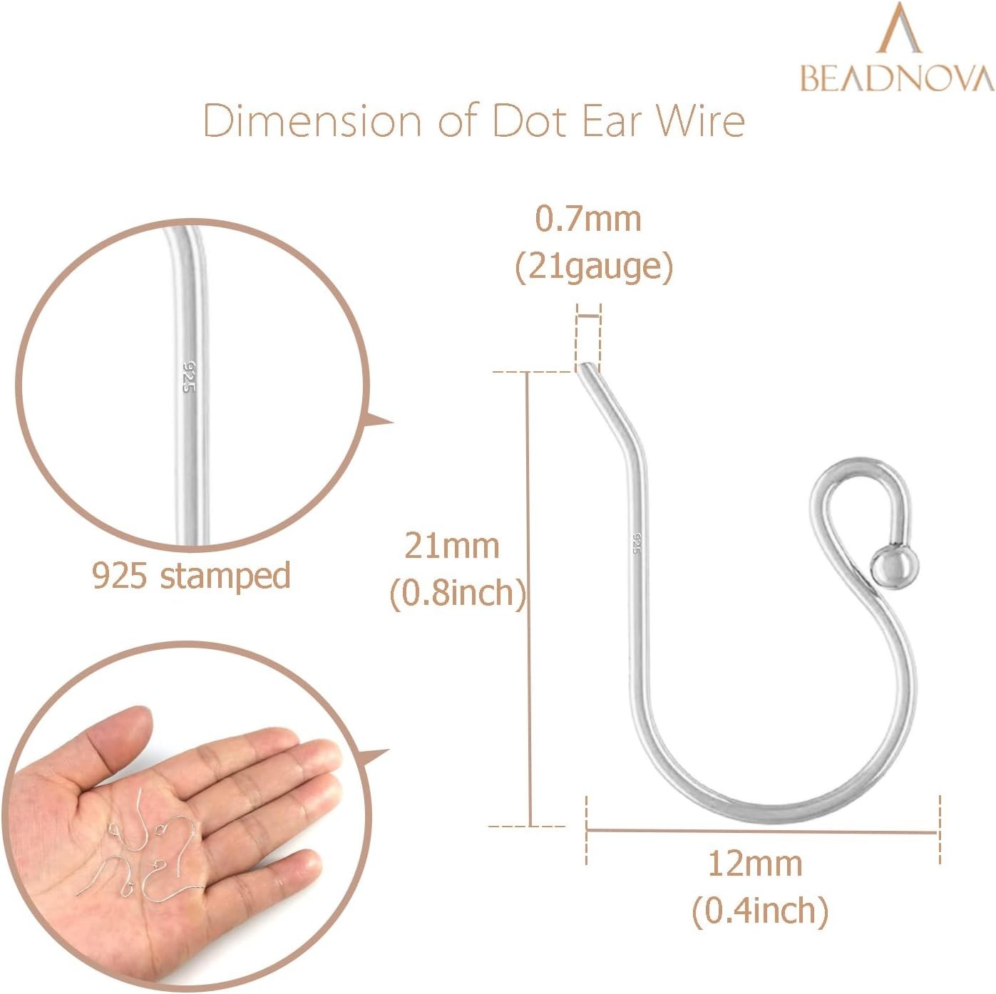 Earring Hooks Silver Sterling Silver Ear Wire for Jewelry Making 24pcs