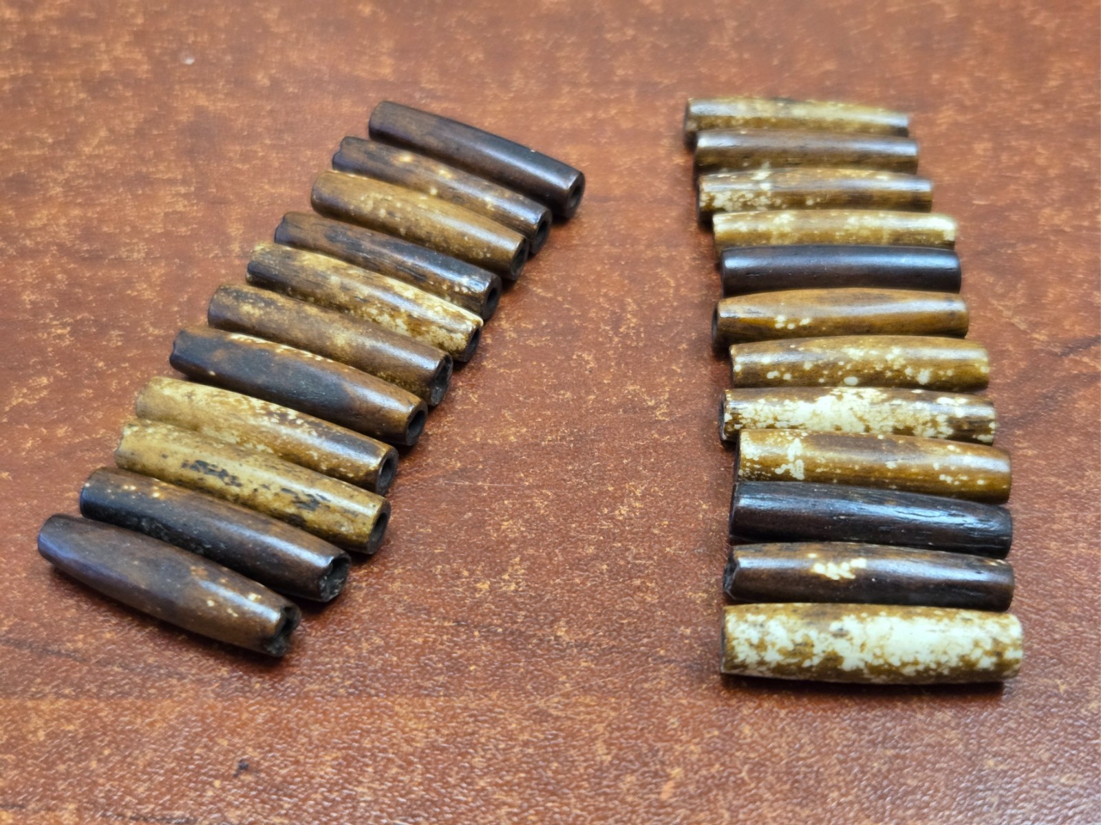 25 PCS BROWN BUFFALO BONE PIPE TUBE BEADING BEADS 1″