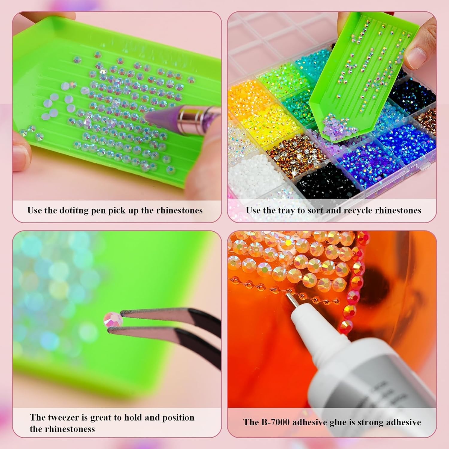 DIY Craft Dream: 30,000 Jelly AB Rhinestones & Jewelry Glue for Bedazzling