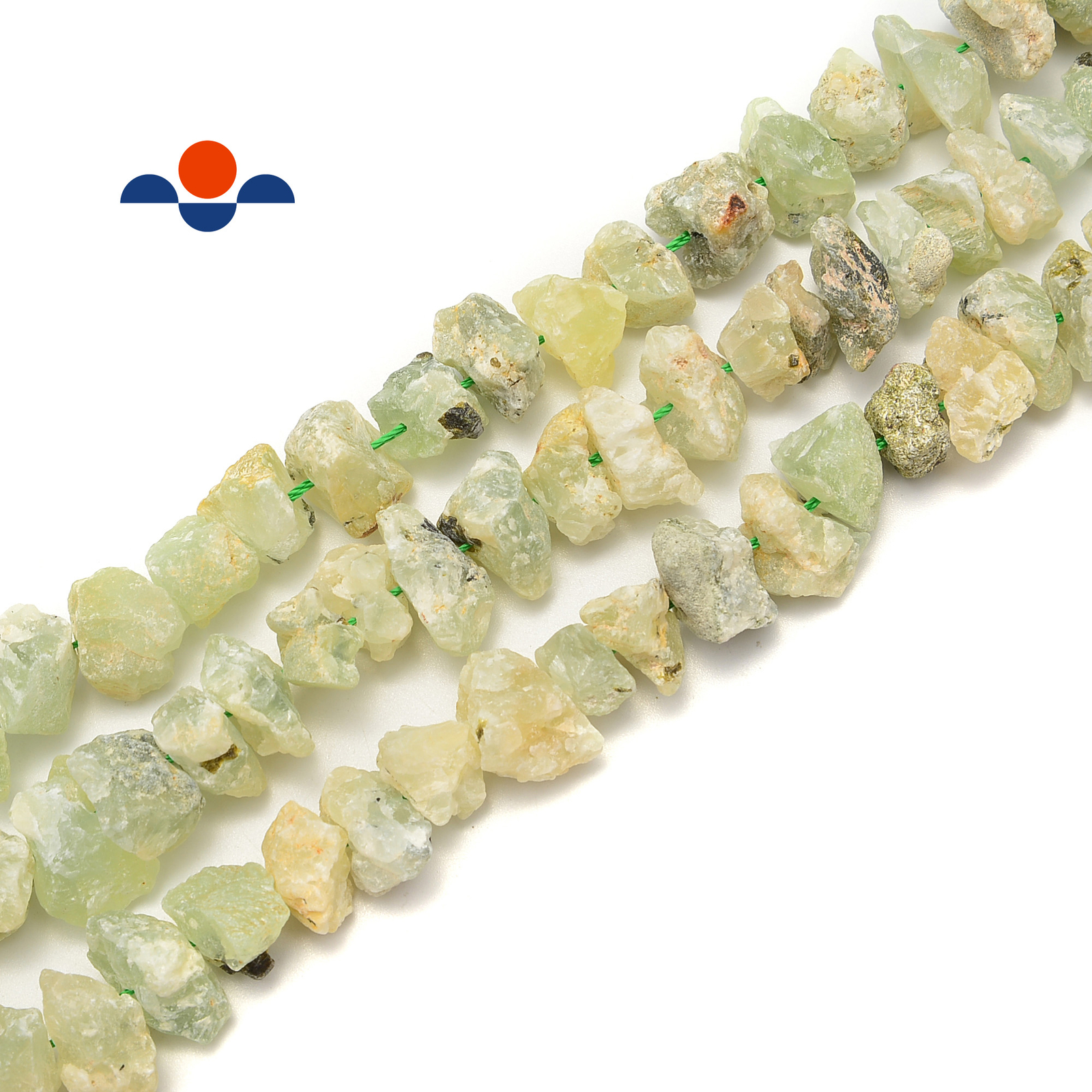Prehnite Rough Nugget Chunks Center Drill Beads Approx 8x15mm 15.5″ Strand