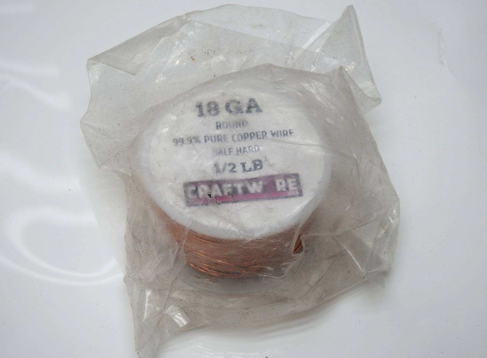 12.5 lbs Craftwire Solid Bare Copper Wire Half Hard, 18GA (x25 Spools of .5 Lb)