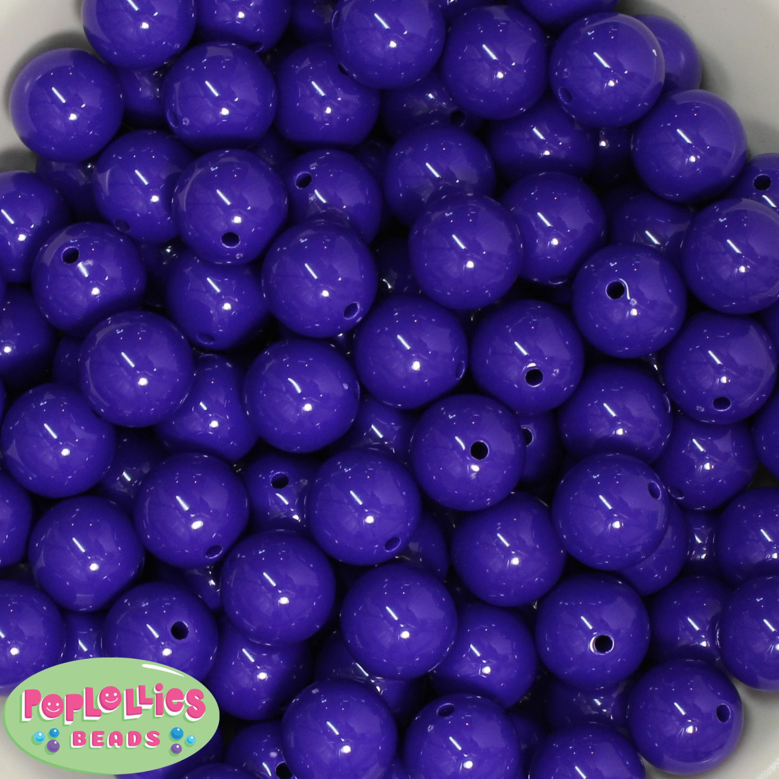 16mm Dark Purple Acrylic Solid Bubblegum Beads Lot 20 pc.chunky gumball