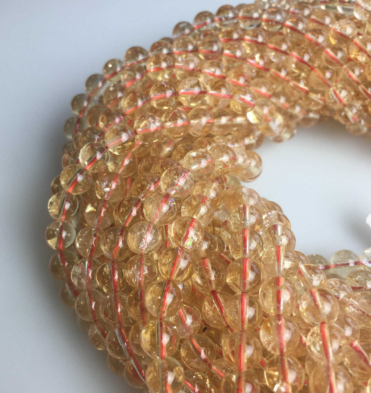Natural Citrine Smooth Round Beads 4mm 5mm 6mm 7mm 8mm 10mm 12mm 15.5″ Strand