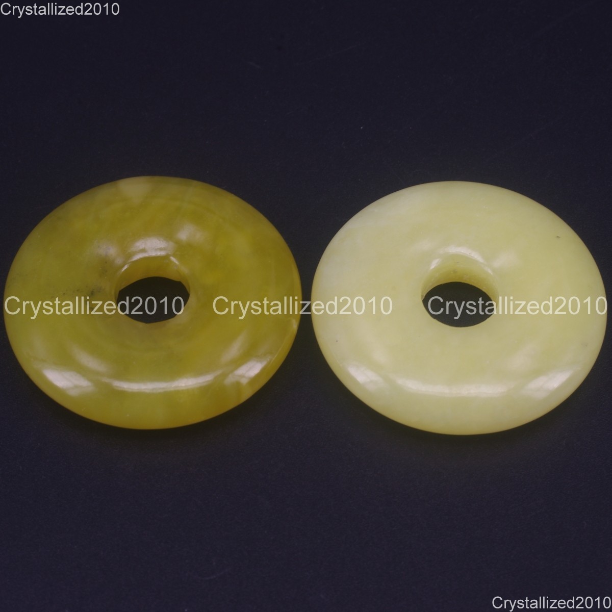 Natural Gemstone Donut Peace Buckle Pi Disc Charm Healing Pendant Beads 30mm