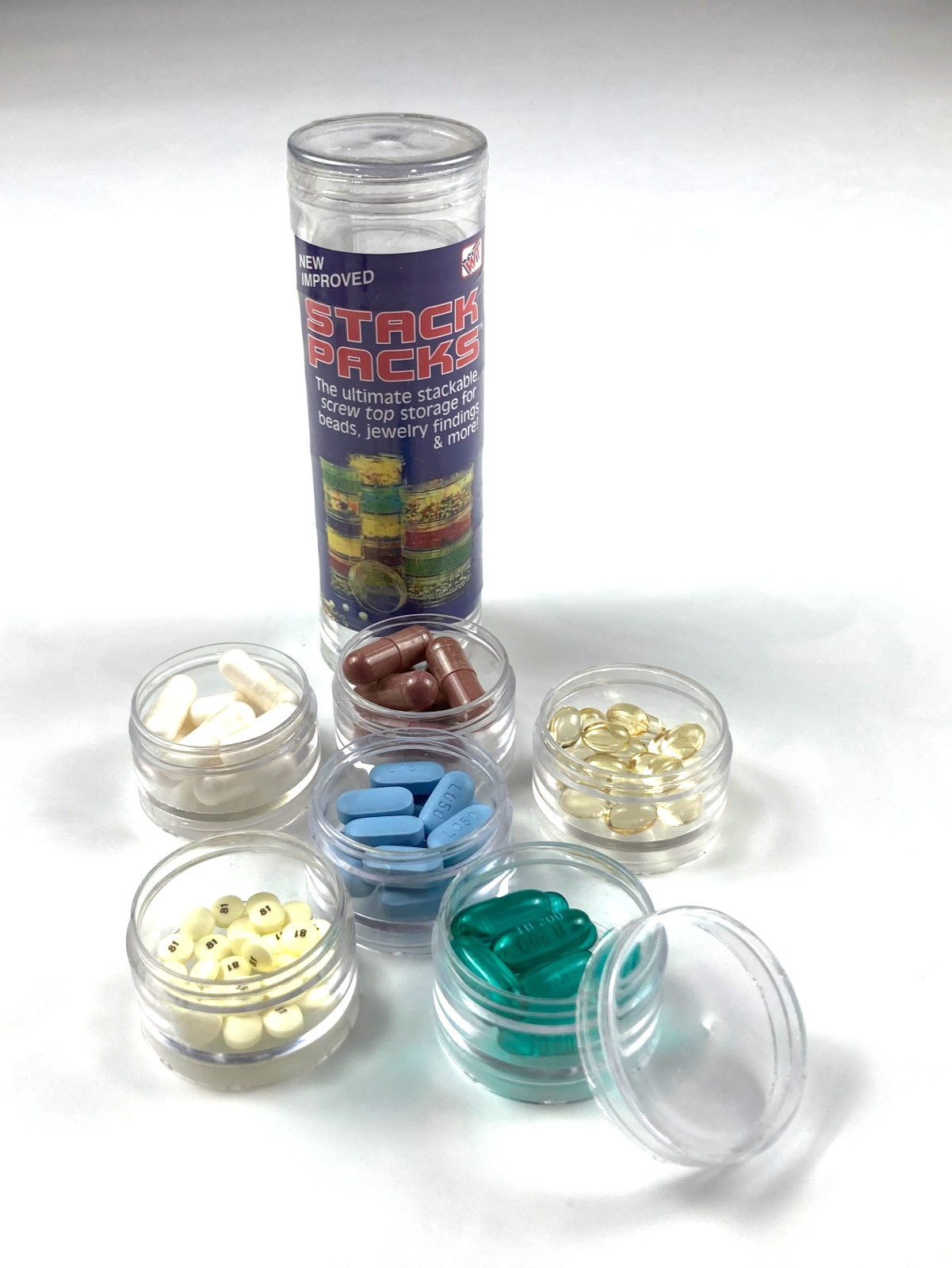 6-Part Clear Plastic Interlocking Pill Bead Craft Storage Container, Small 1.5″