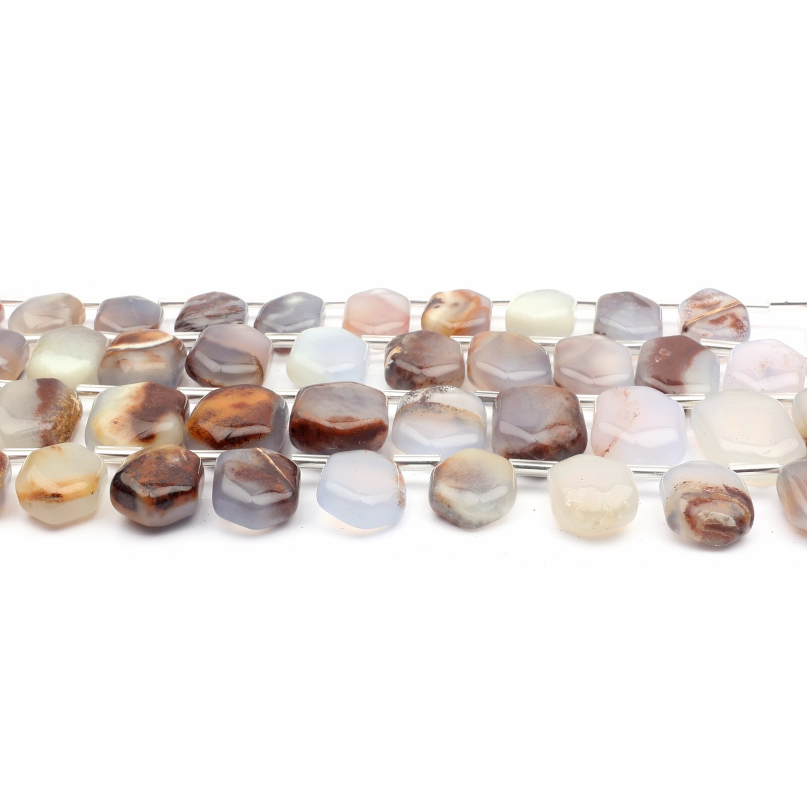 Natural Bio Chalcedony Beads 8 Inch Strand 11×13-11×15 MM Smooth Hexagon Shape
