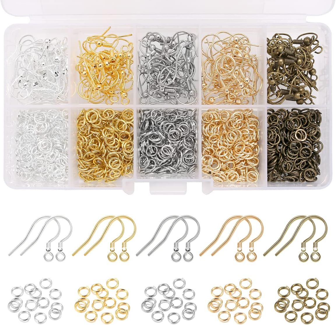 Imino Earring Hooks Kit – Hypoallergenic Fish Earring Hooks & Jump Rings for DIY