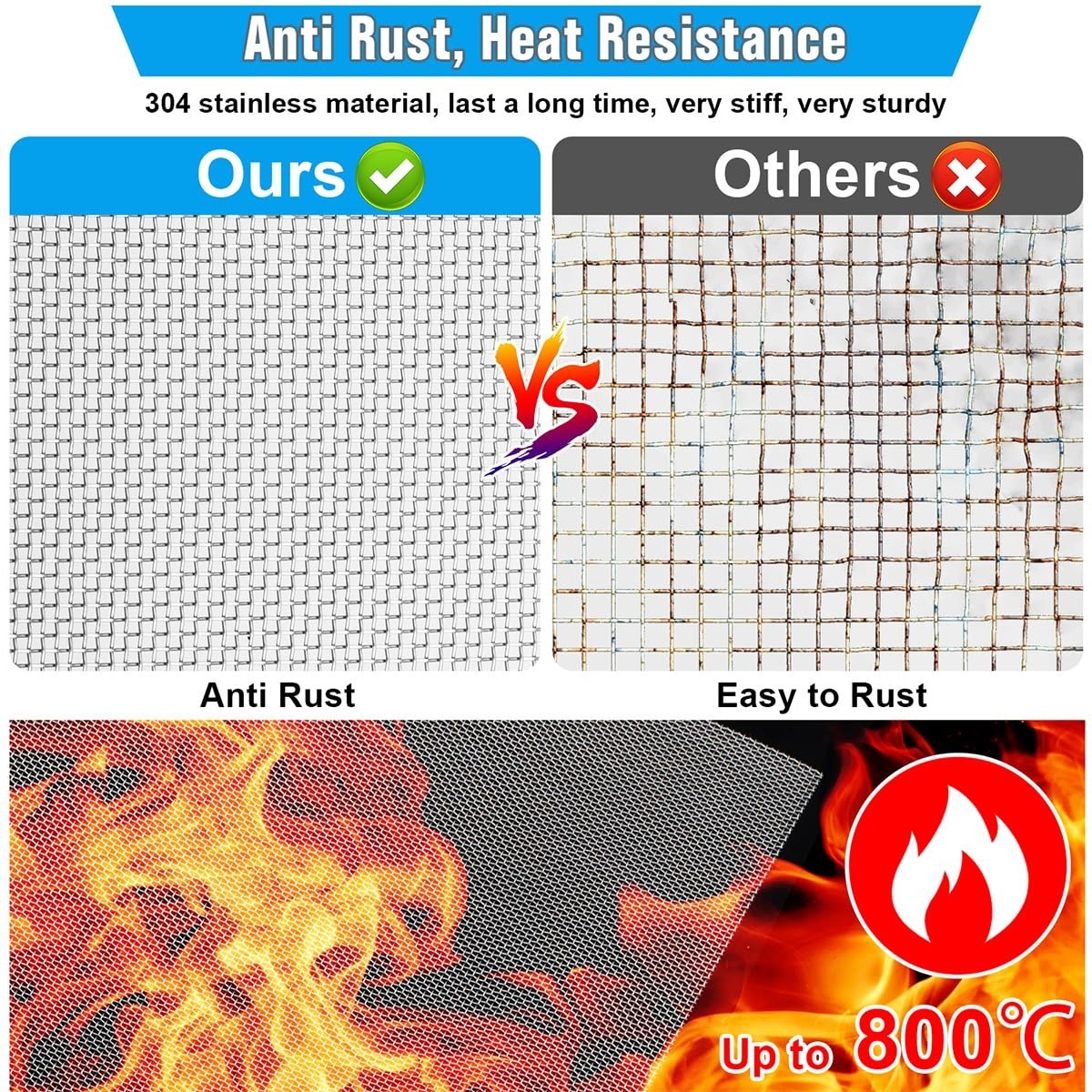 Heat & Rust-Resistant Stainless Steel Mesh 4PACK – 11.8″x8.2″ Multi-Use Solution