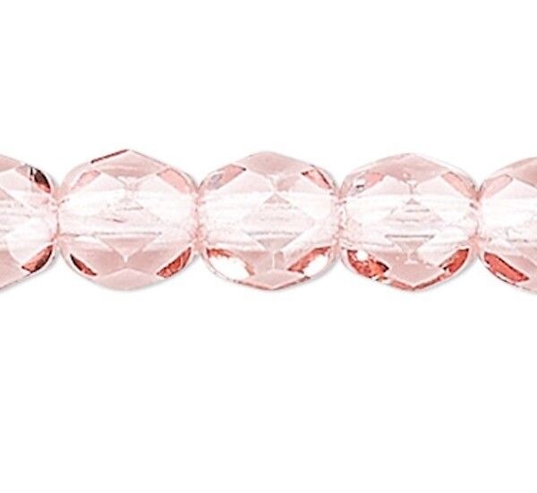 Pink Czech Fire Polished 4mm Facet Round Glass Beads w/ 0.8-1mm Hole 1 Std(100)