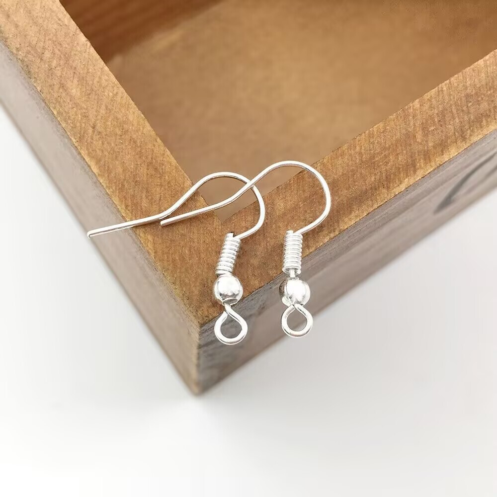 1000 Earring Fish Hook Coil Earwire Ear Wire Jewelry Finidng DIY Wholesales Bulk