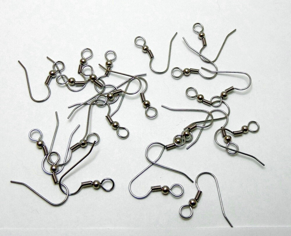 Stainless Steel Ear Wires Ball + Coil 5mm Loop 22mm Post ~ Grade 304 Wholesale