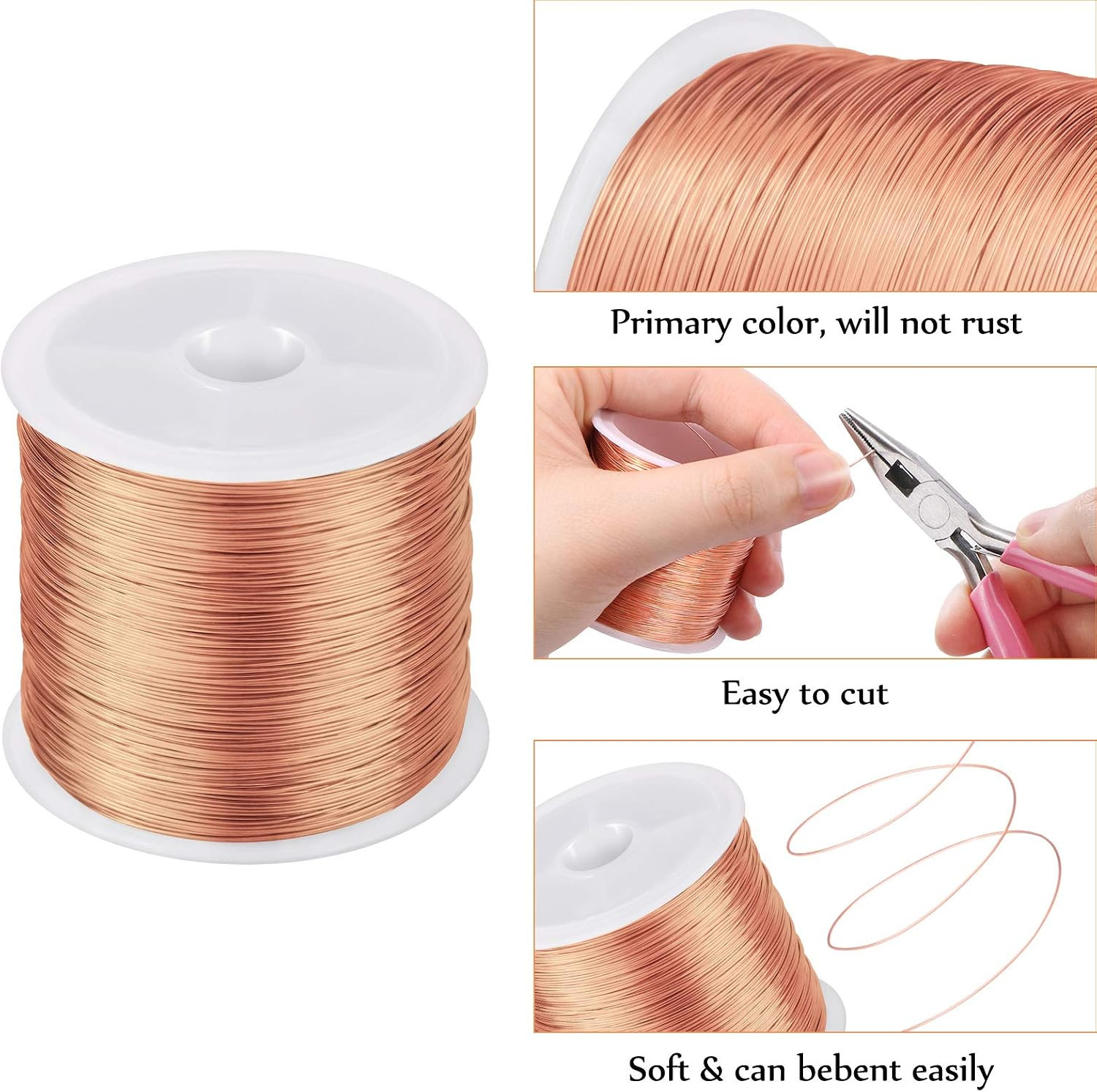 328Ft Jewelry Wire – 26 Gauge Tarnish Resistant Copper Beading Wire
