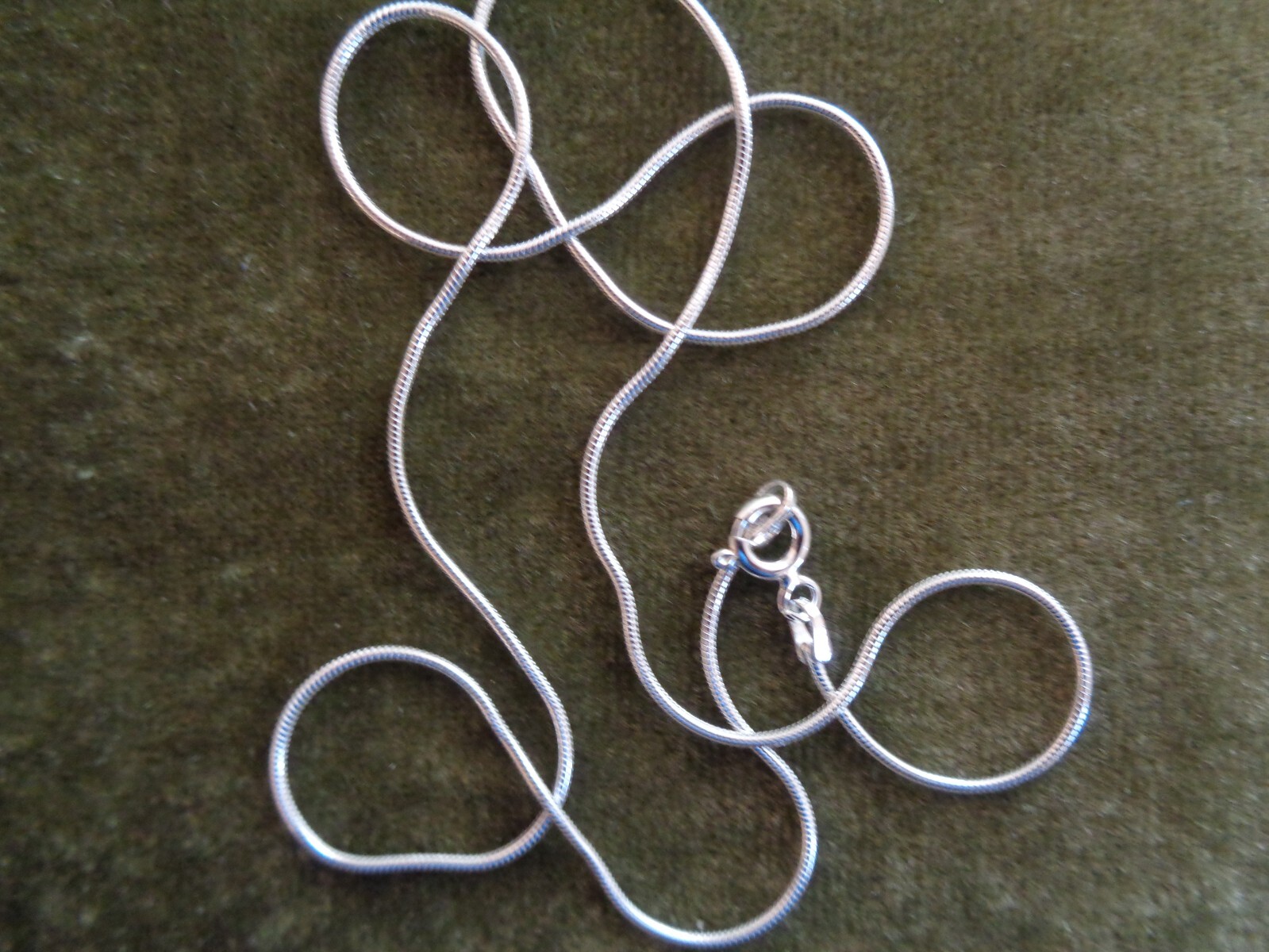 Chain, Gossamer™, sterling silver, 1mm snake 16, 18 and 20inches, clasp closing